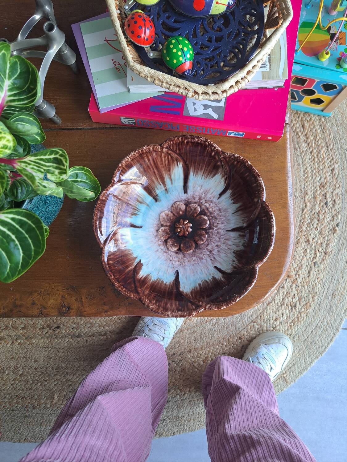 Plat céramique fleur west germany