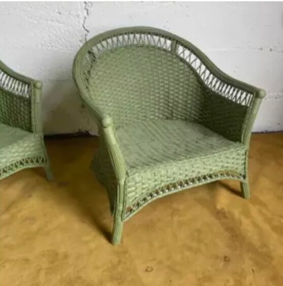 Paire de fauteuils rotin