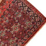 Handmade Antique Persian Turkmen Wool Rug- 44x65cm