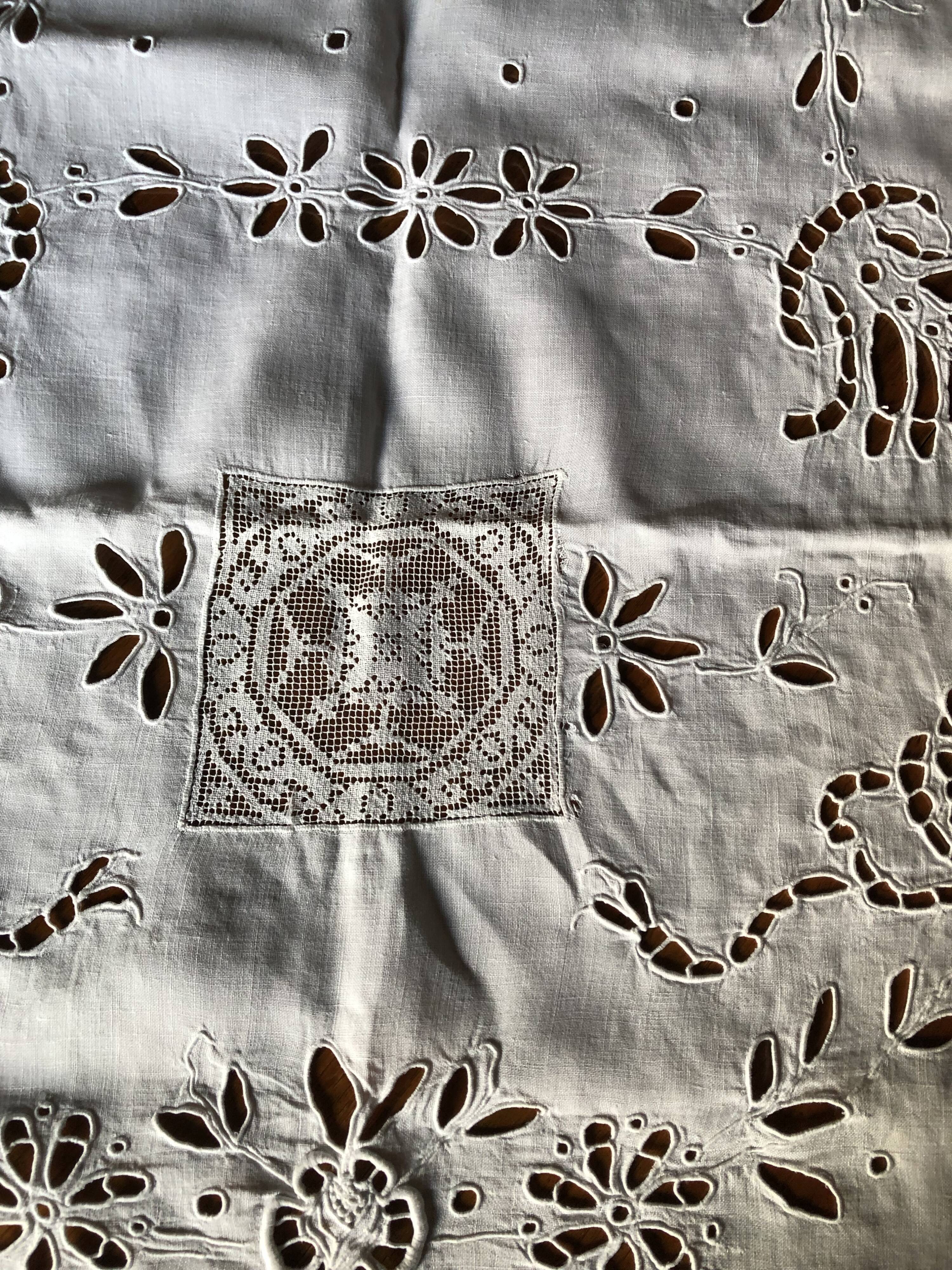 Embroidered linen tablecloth