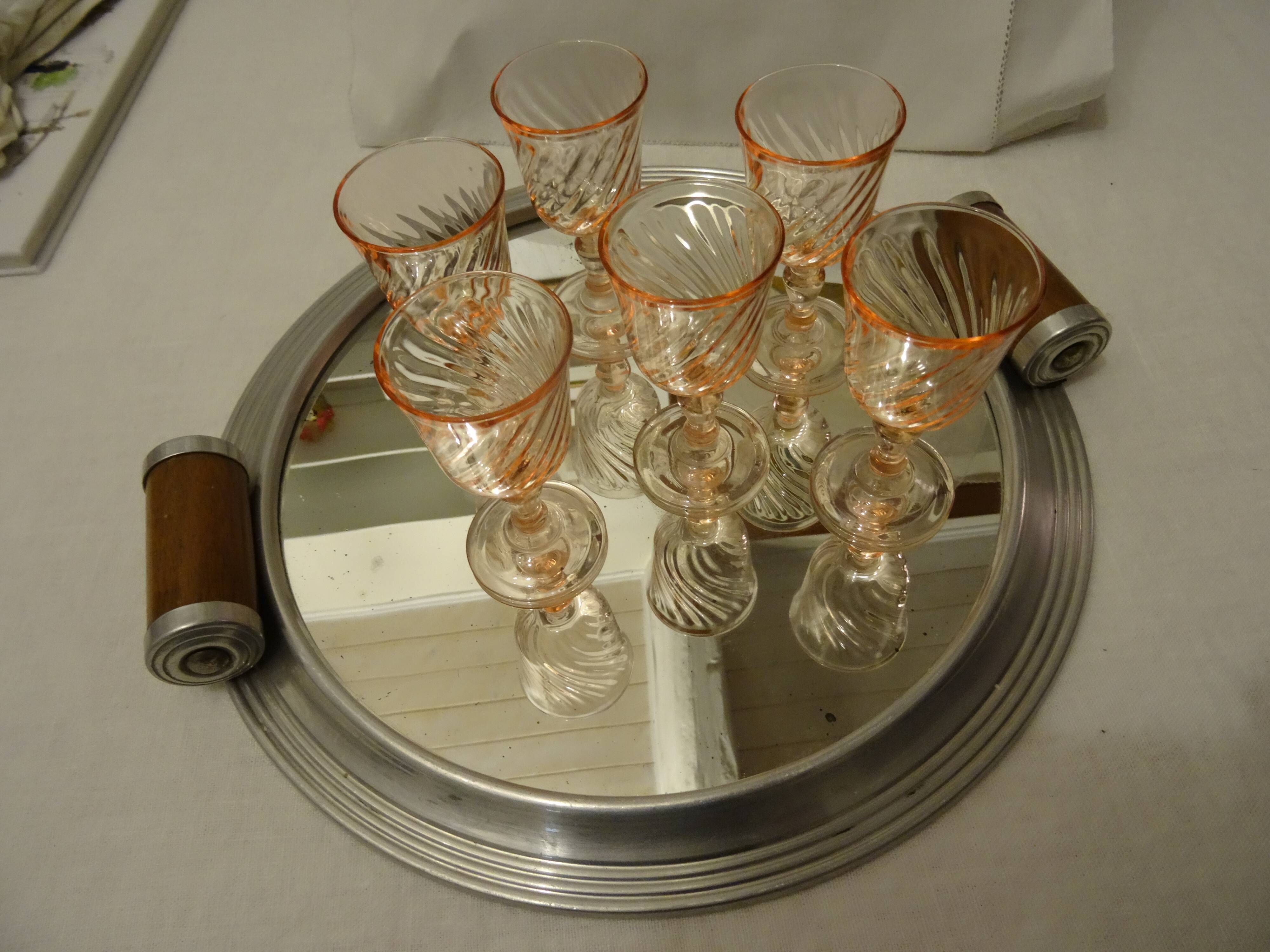 Lot of 6 vintage Rosaline shot glasses