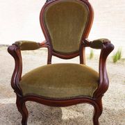 Mahogany Napoleon III Armchair with Carved Grapes  Decoration on Top, 1870s
