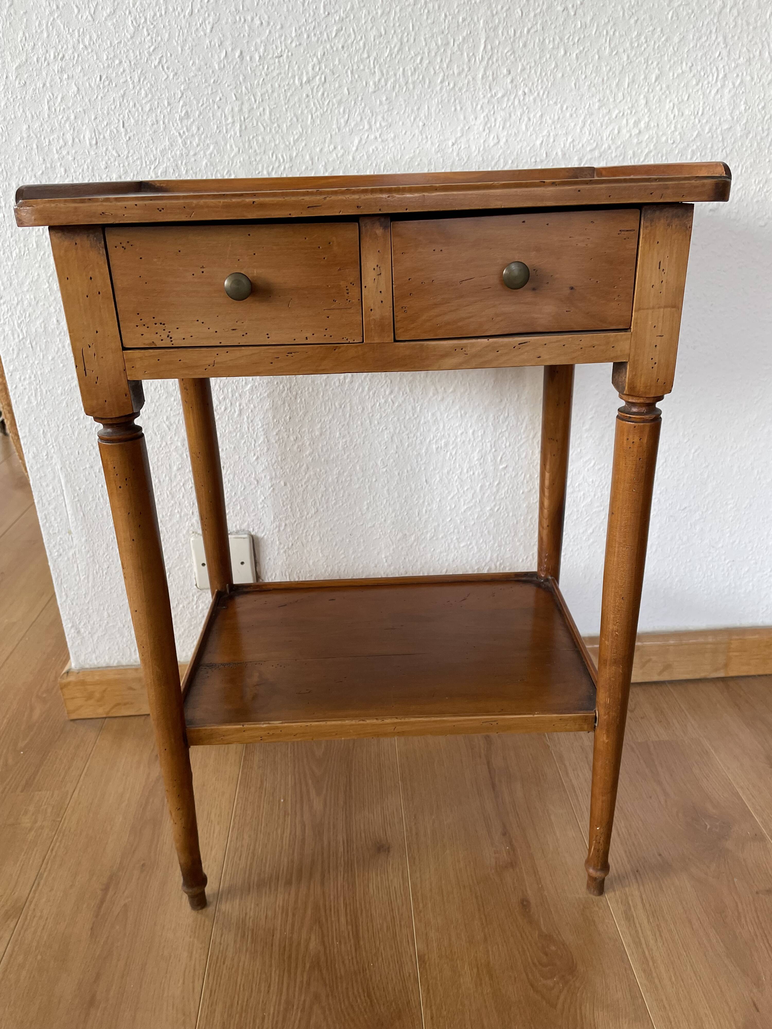 Small solid wood cabinet – vintage style with 2 drawers
