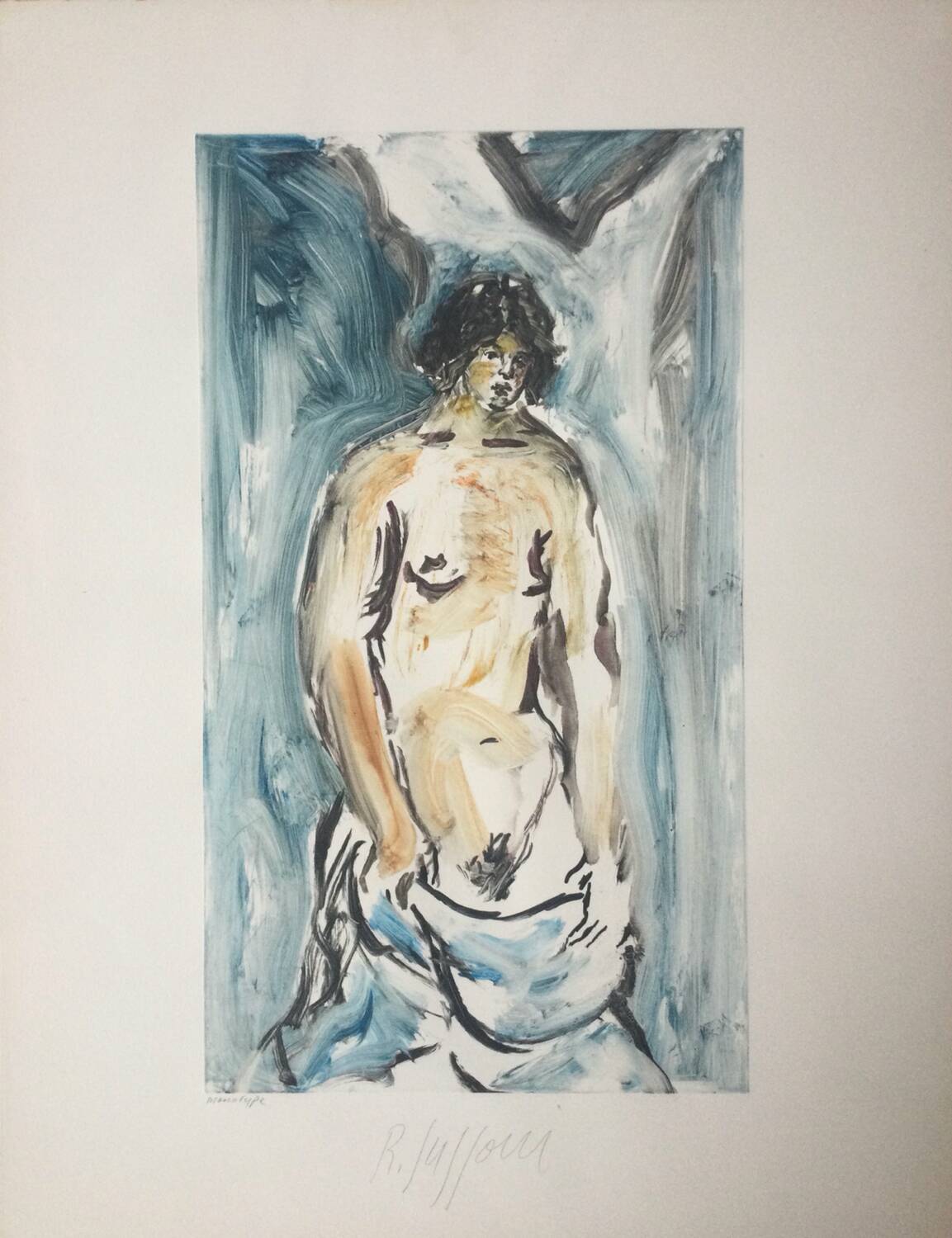 Romain SUZZONI (1950). Nu. Unique monotype signed.