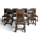 8 Renaissance-style chairs in solid walnut