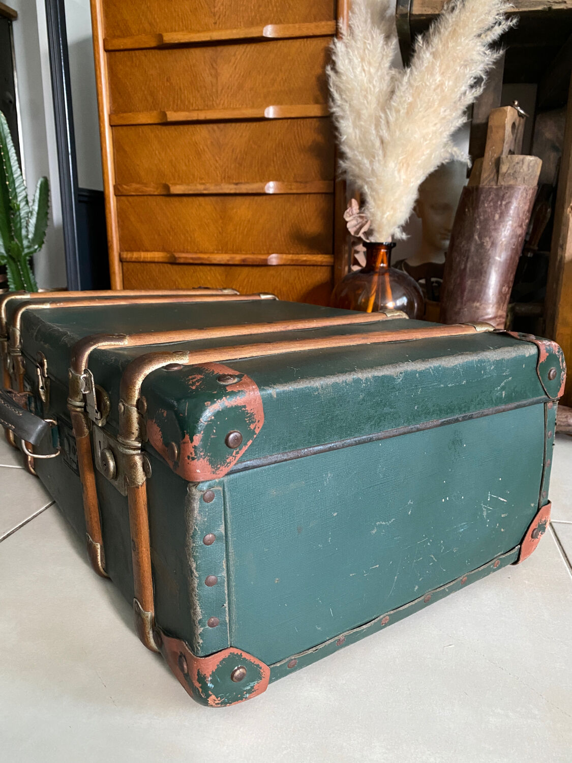 Old vintage travel trunk