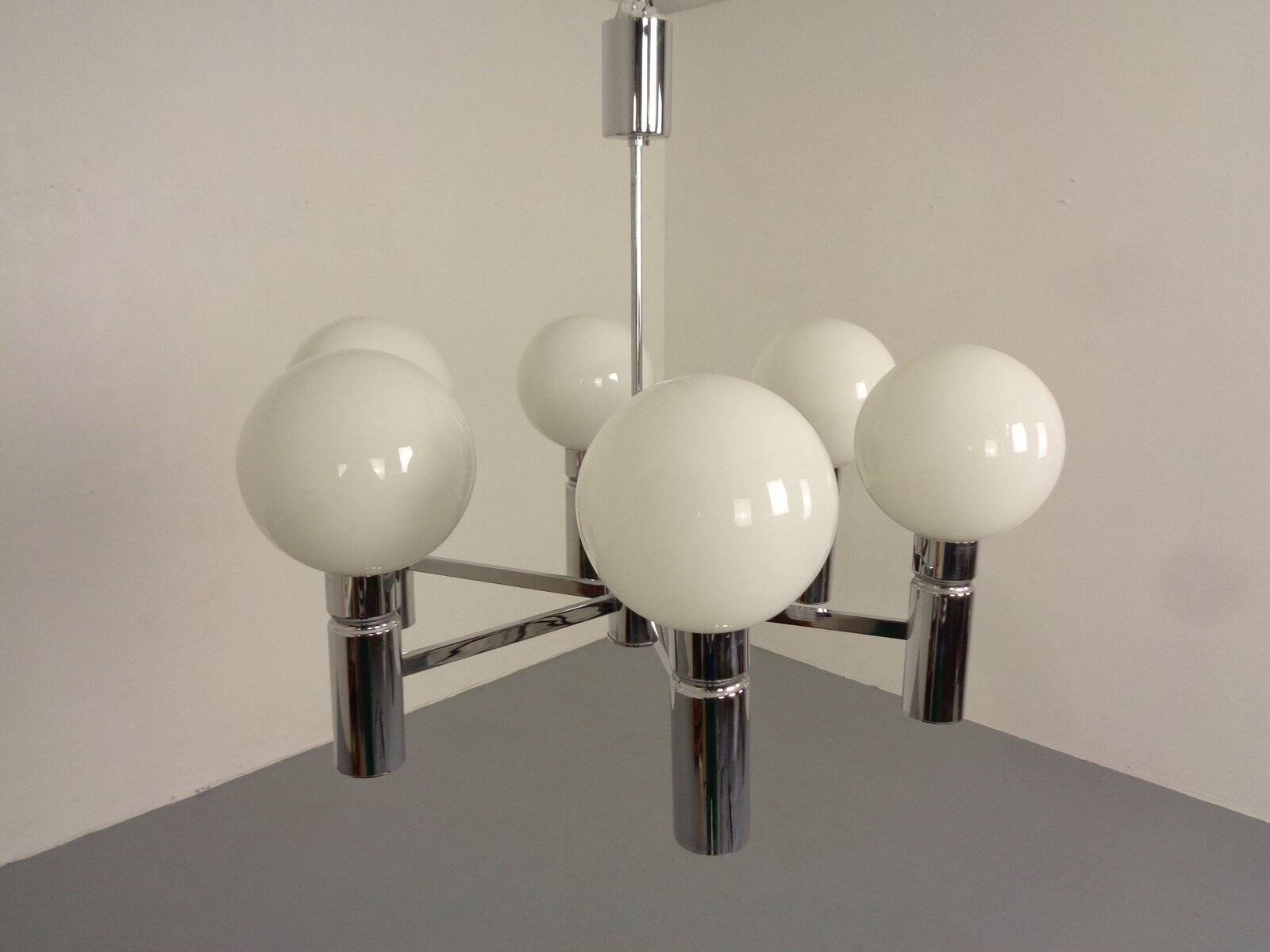 Opaline Glass Pendant Lamp from Sölken Leuchten, Germany, 1960s