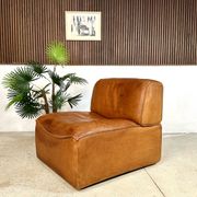 Brutalist Style DS-15 Leather Lounge Chair from De Sede, Switzerland 1970s