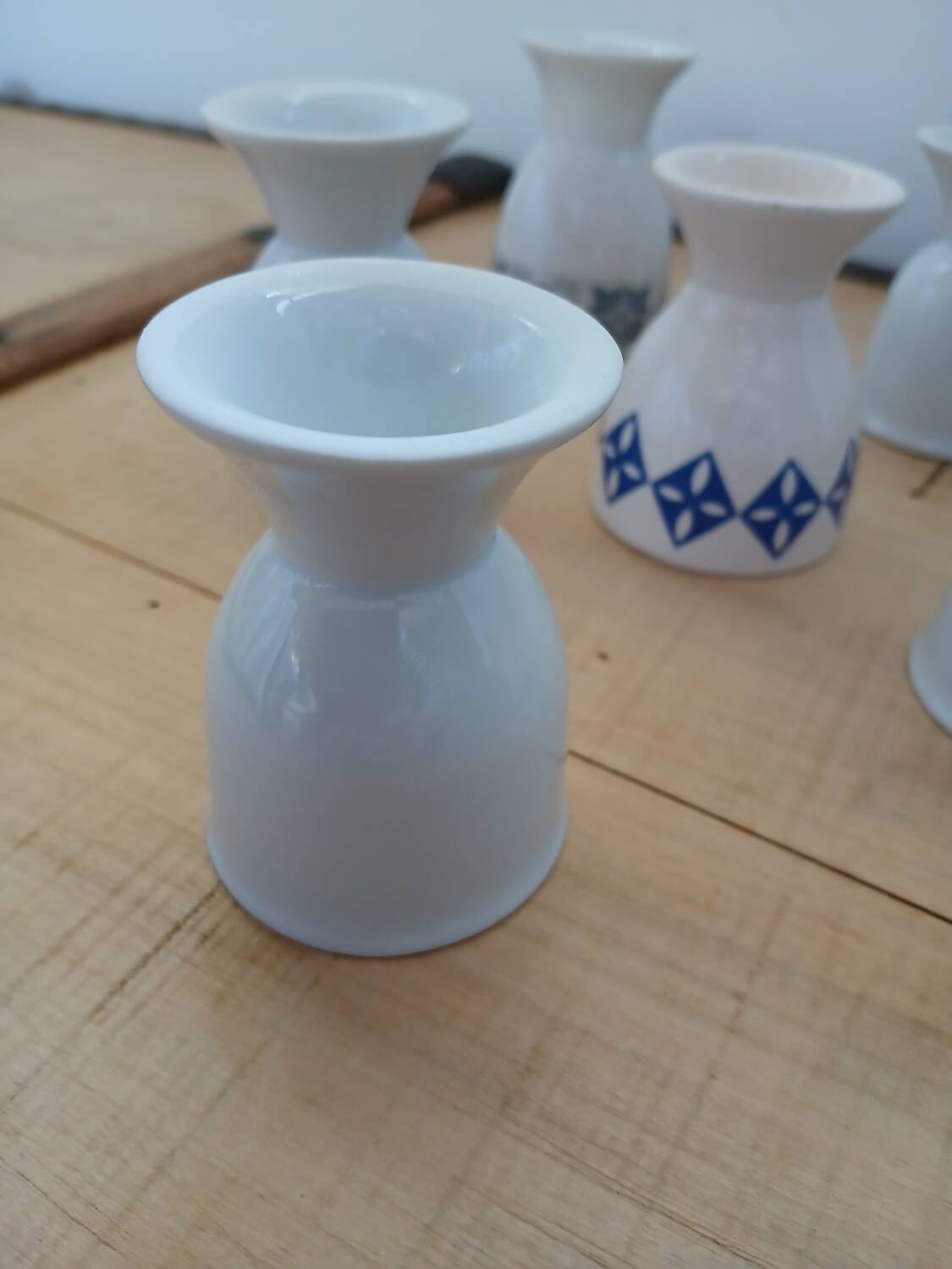 6 mismatched antique egg cups