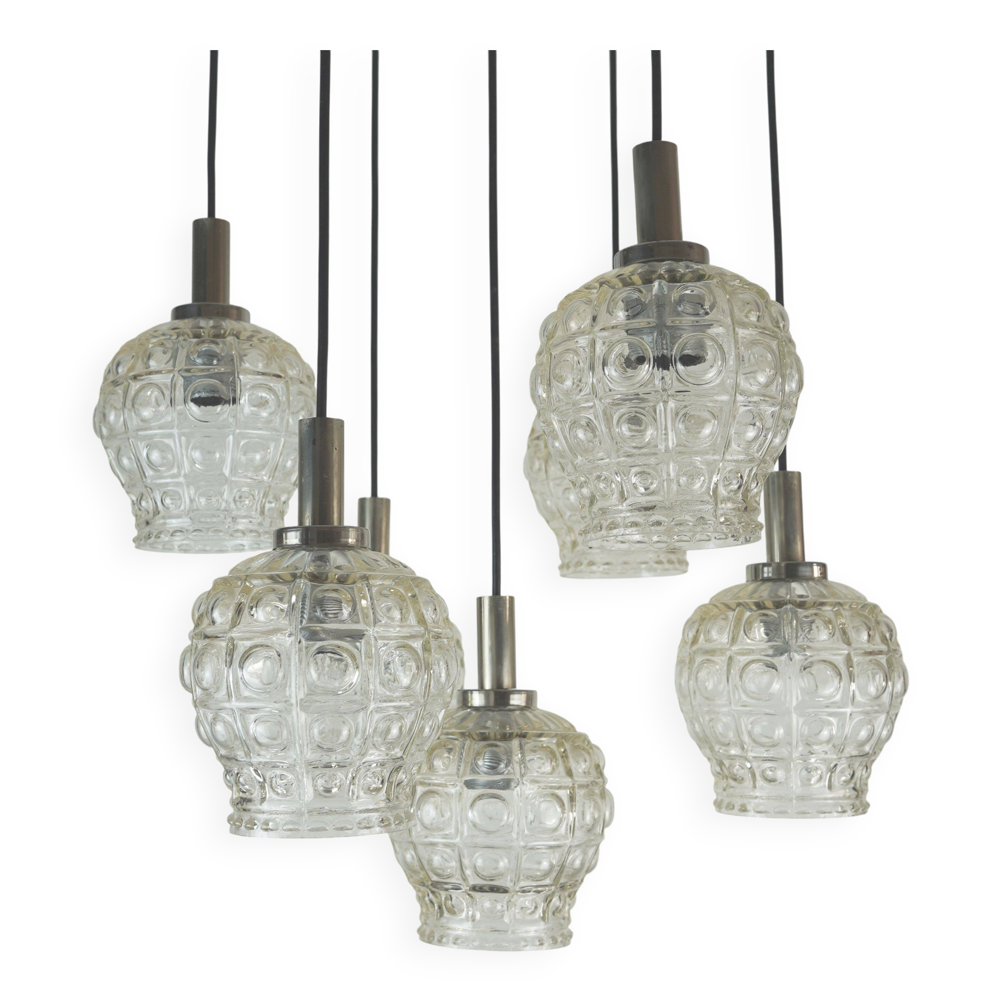 cascade PENDANT LIGHT - 7 shades - bubble glass and chrome - 1960/70s