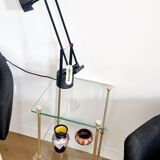 Glass and brass side table 70s