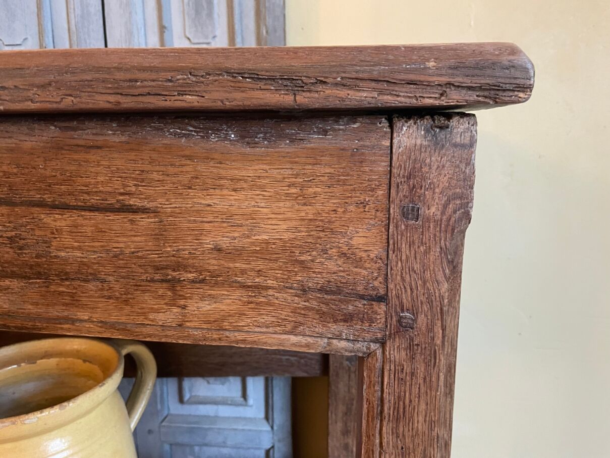 Baker's shelf, kitchen shelf, collection shelf from the early 19th century, oak.