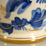 Vase vintage Hubert Bequet Quaregnon, oiseau du paradis bleu et dorure