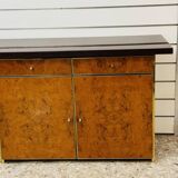 Modernist Sideboard in Radica and Gilded Metal, 1970s