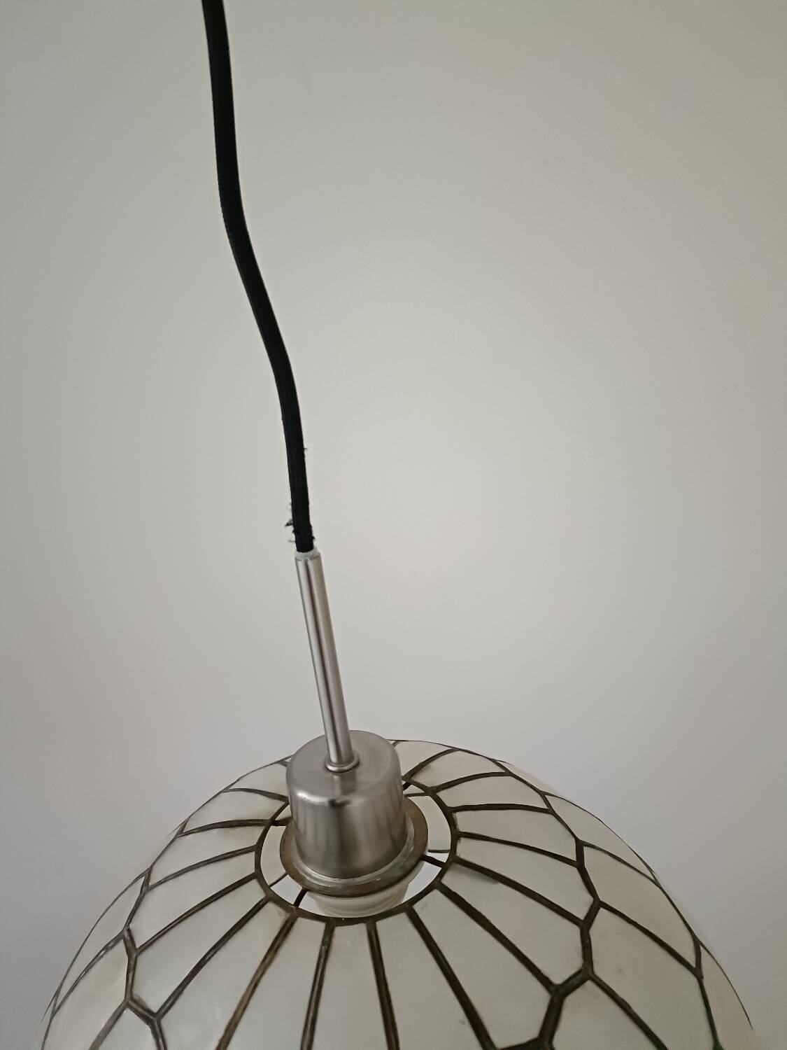 Vintage mother-of-pearl and brass pendant light