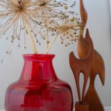 Scandinavian Mid-Century Modern Red Glass Vase by Erik Höglund