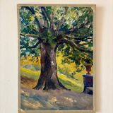 Oil painting on canvas "Tree and Medici Pot" No. 16