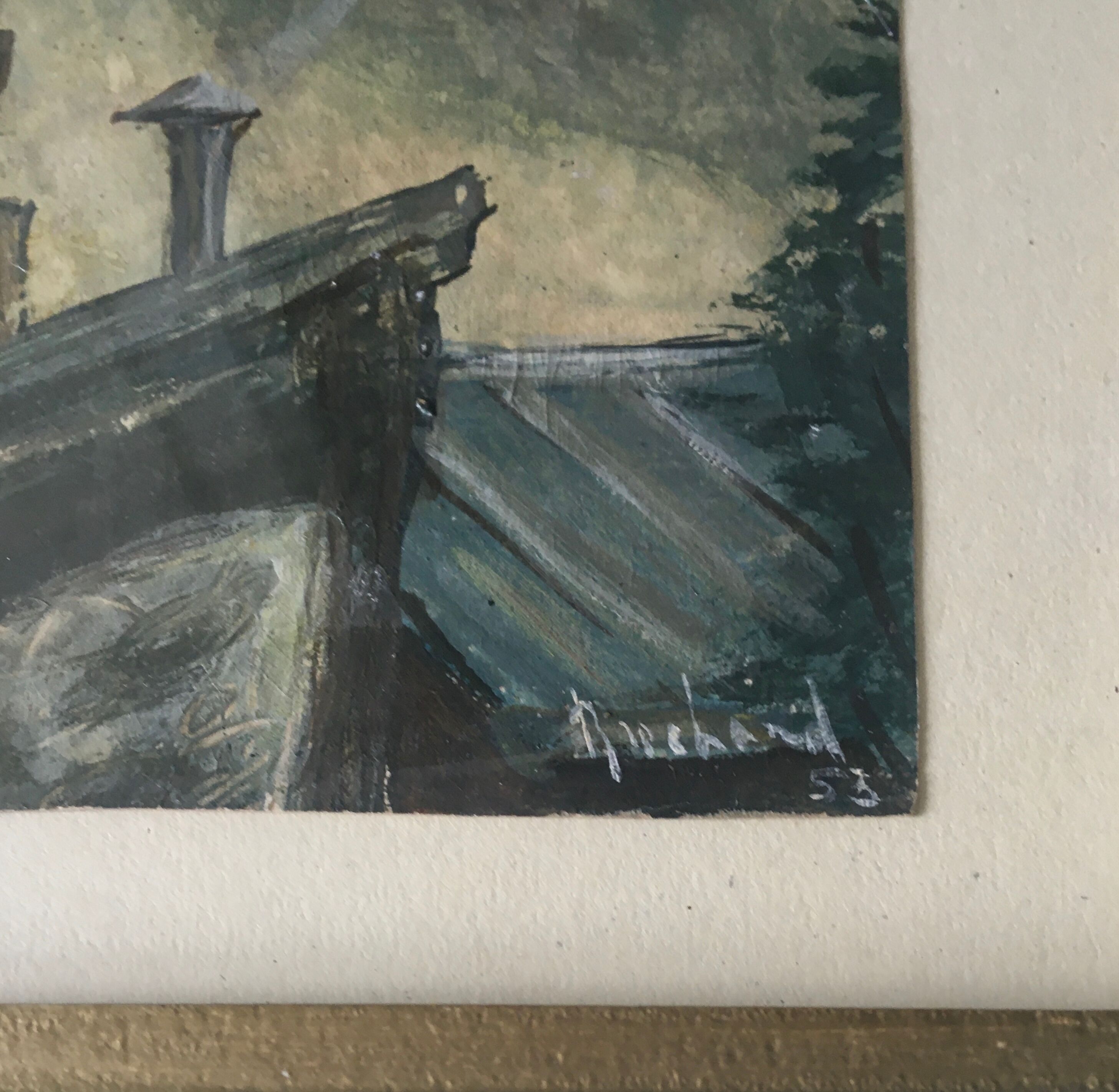 Gouache on paper 1953 signed and its glazed frame