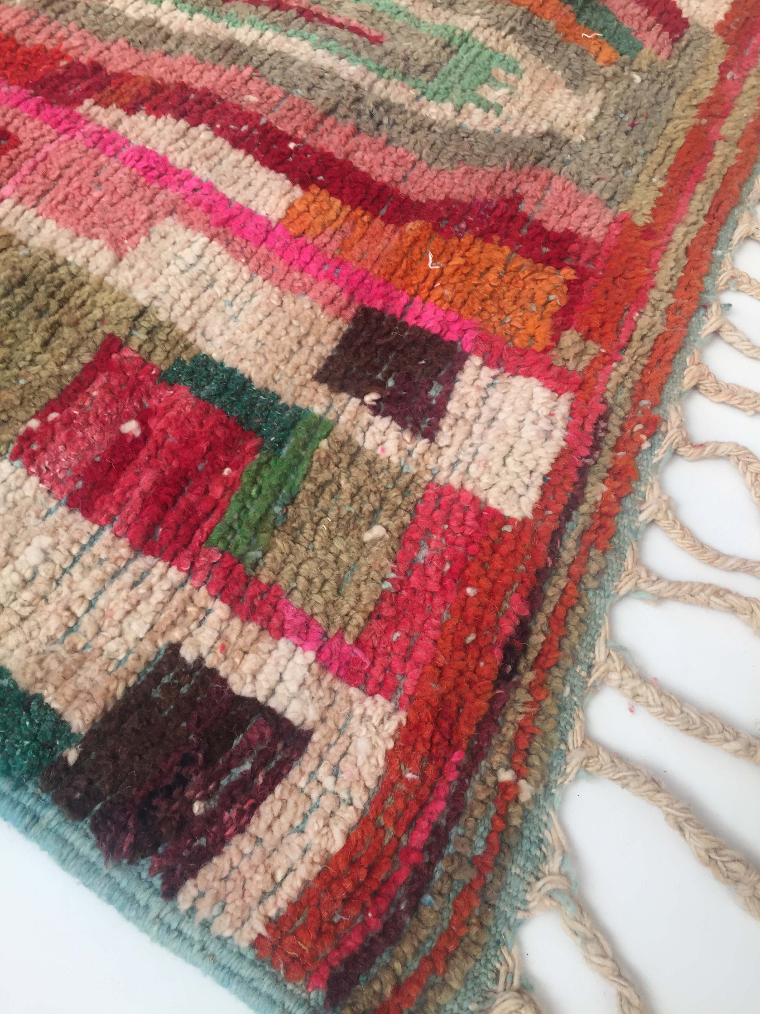 Moroccan Berber carpet Boujaad with colorful graphic patterns 276x162cm