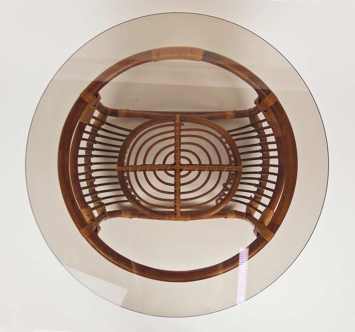 Rattan and glass coffee table