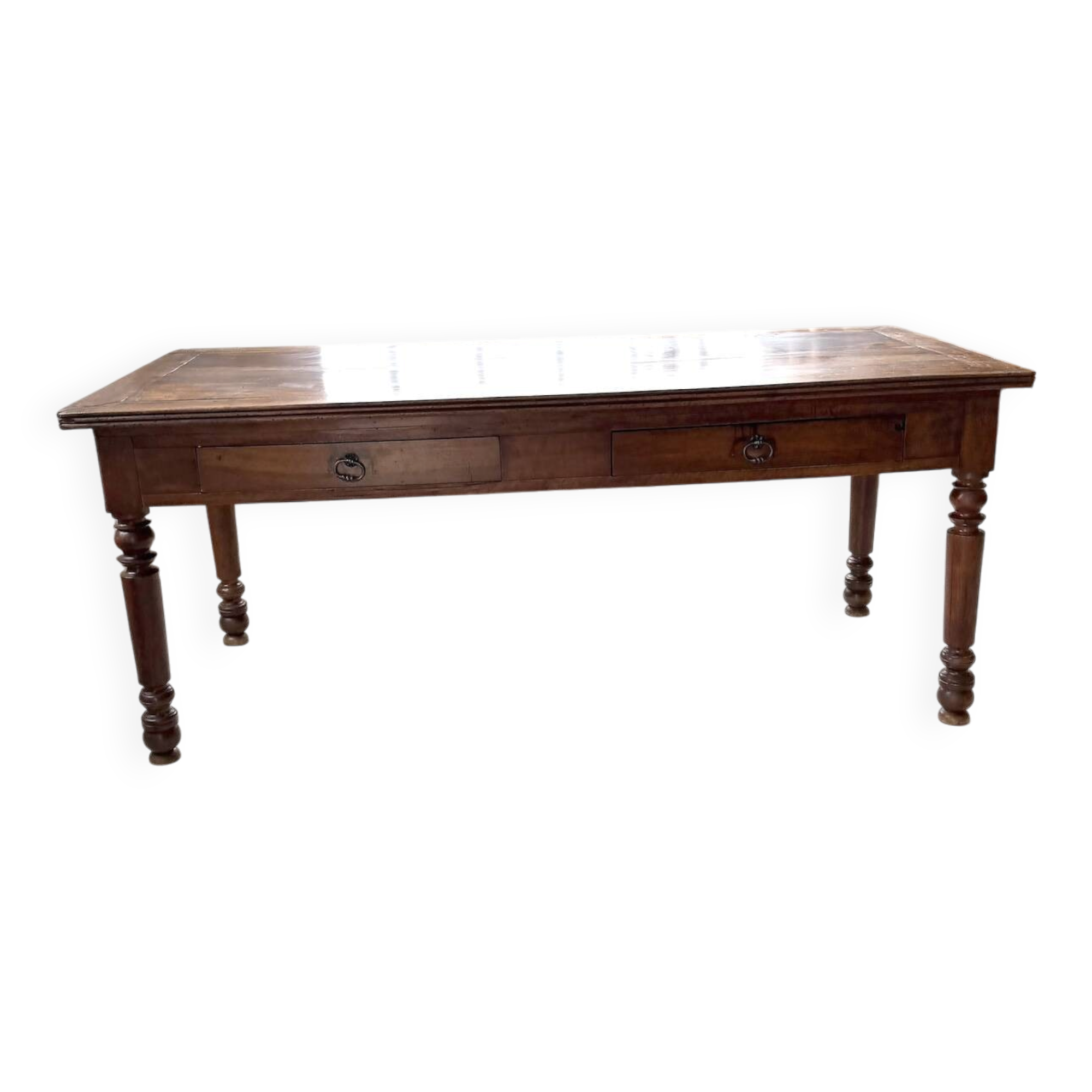 Table de ferme ou table de drapier noyer massif 1900