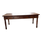 Farm table or solid walnut draper's table from 1900