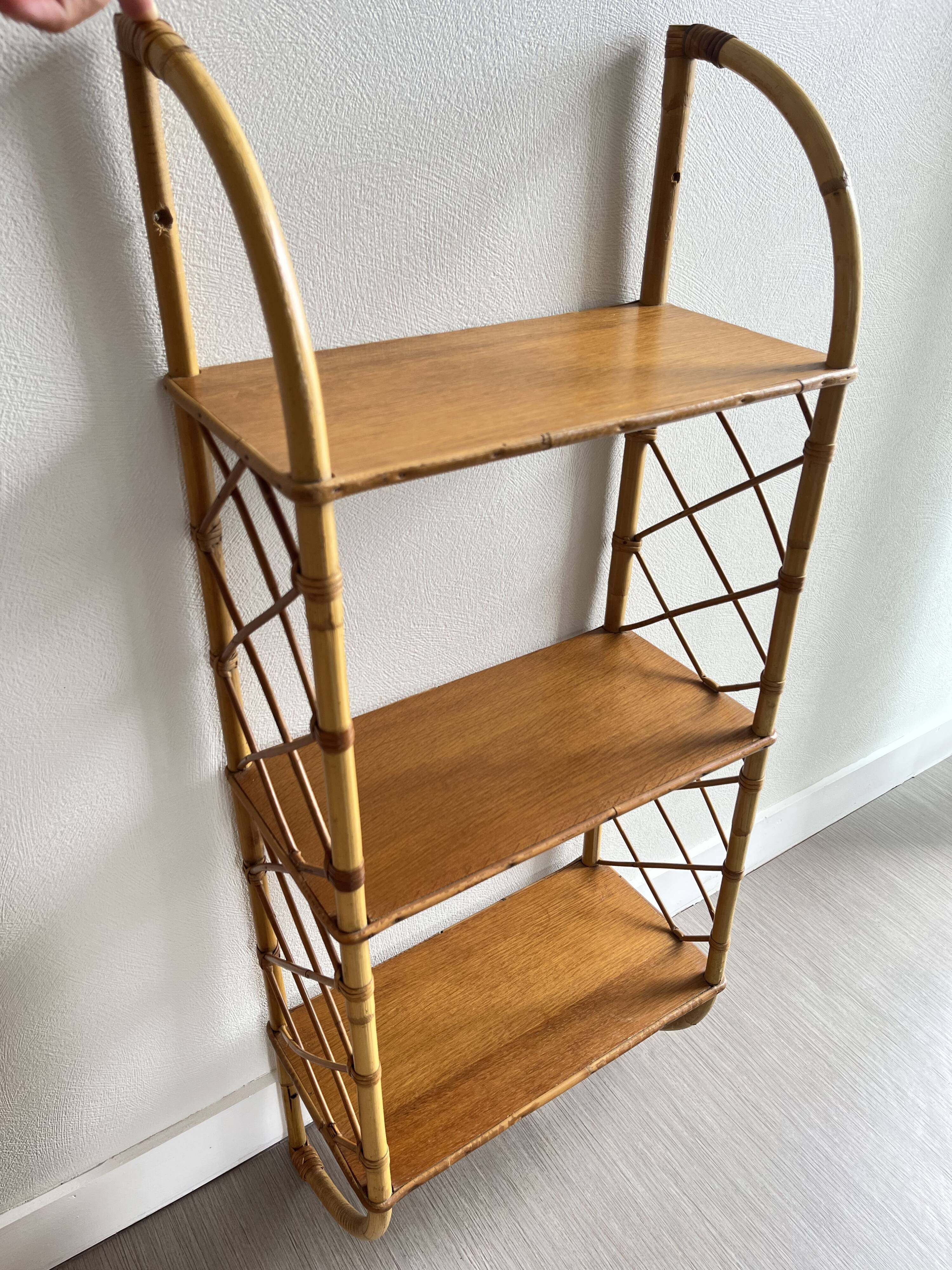 Rattan wall shelf