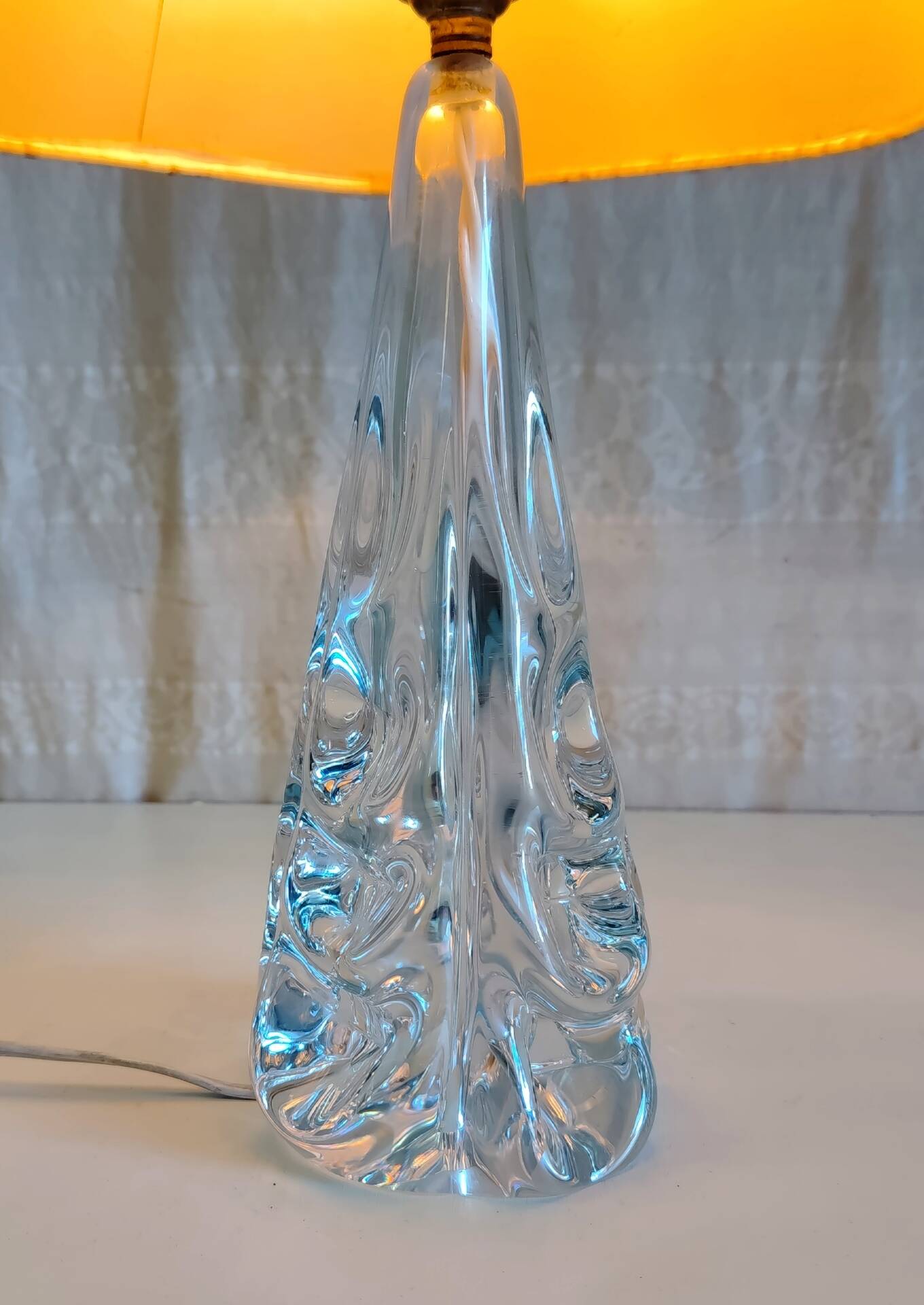 Table lamp base in crystal J.B. France - mid 20th century