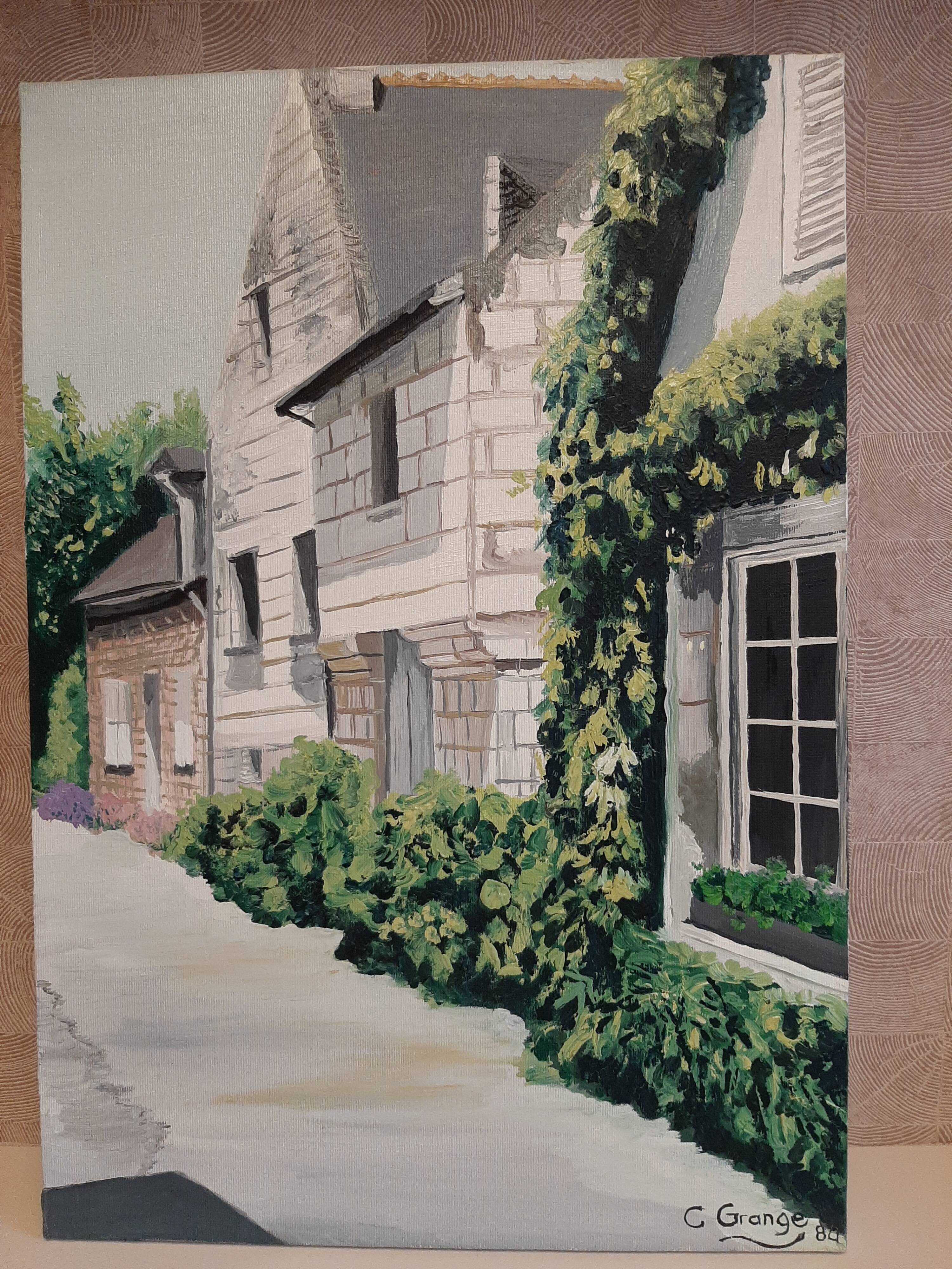 Oil on canvas landscape of Candes Saint Martin Touraine