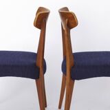 Set of 3 Danish Teak Chairs 1960s, Vintage Mid Century Dining Chairs, Dark