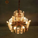 Midcentury gold crystal suspension by Orrefors, Fagerlund