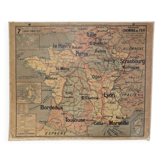 Vidal Lablache school map n°7 - FRANCE - RAILWAYS