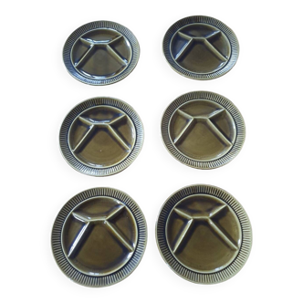 Set of 6 vintage 70's Sarregemines fondue or raclette plates