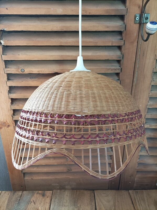 Suspension abat jour luminaire lustre cannage  dp 0823313