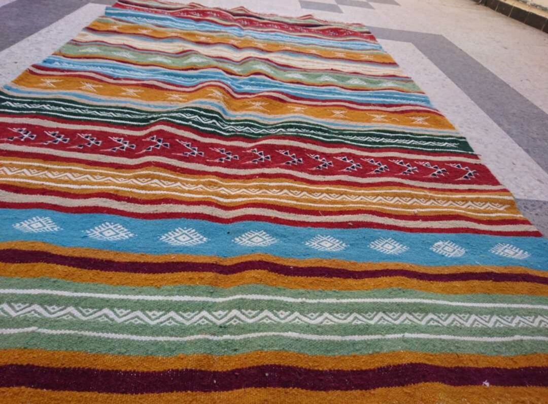 Carpet kilim multicolor wool handmade 195x115cm