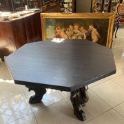 Octagonal oak table, 19th century, griffins