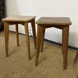 Série de 5 tabourets d'atelier en bois vintage