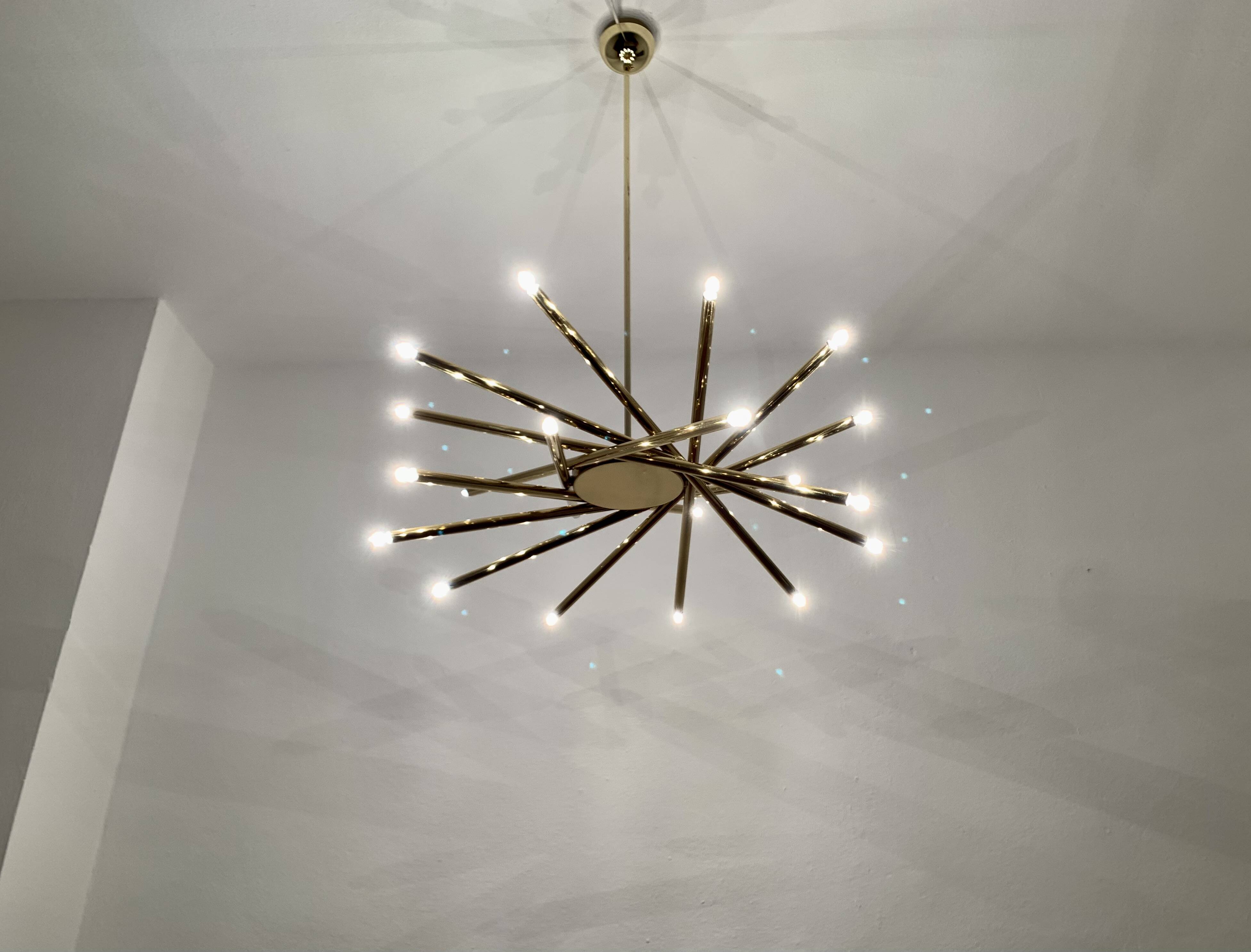 Holywood Regency Brass Chandelier