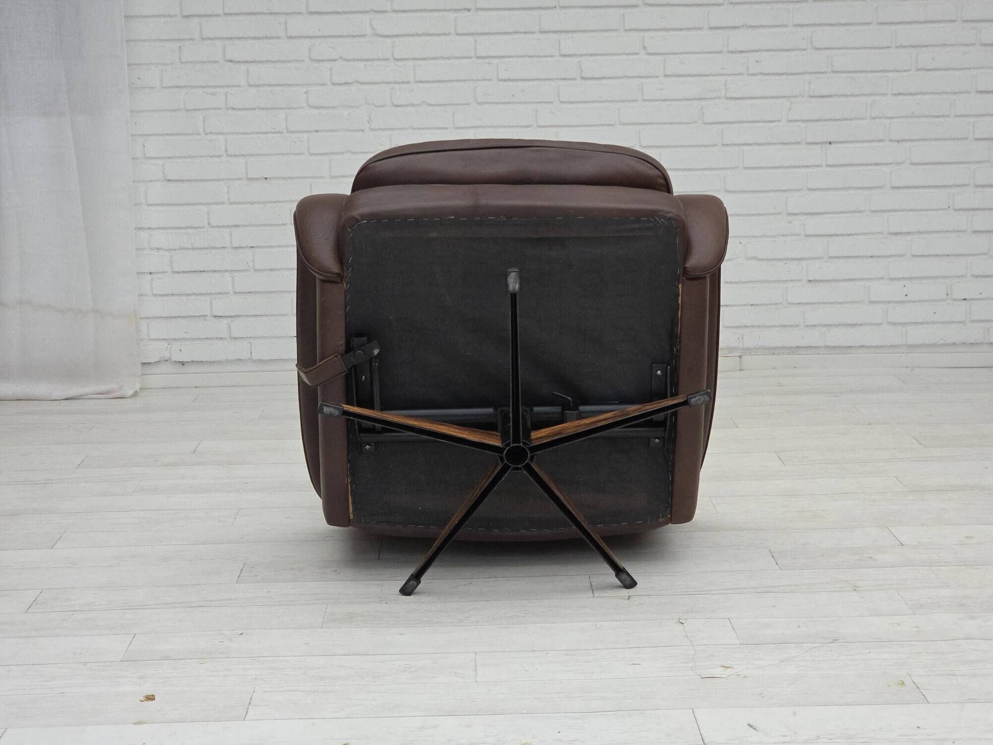 1970s, Danish swivel armchair with footstool by Madsen & Schubel.