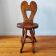 Vintage solid wood chair, popular art, brutalist style, 1950s, heart-shaped backrest.