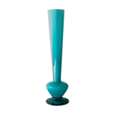 Vintage 1960s Portuguese Blue Glass Vase with Foot