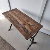 Bistro table/wooden top with cast iron legs