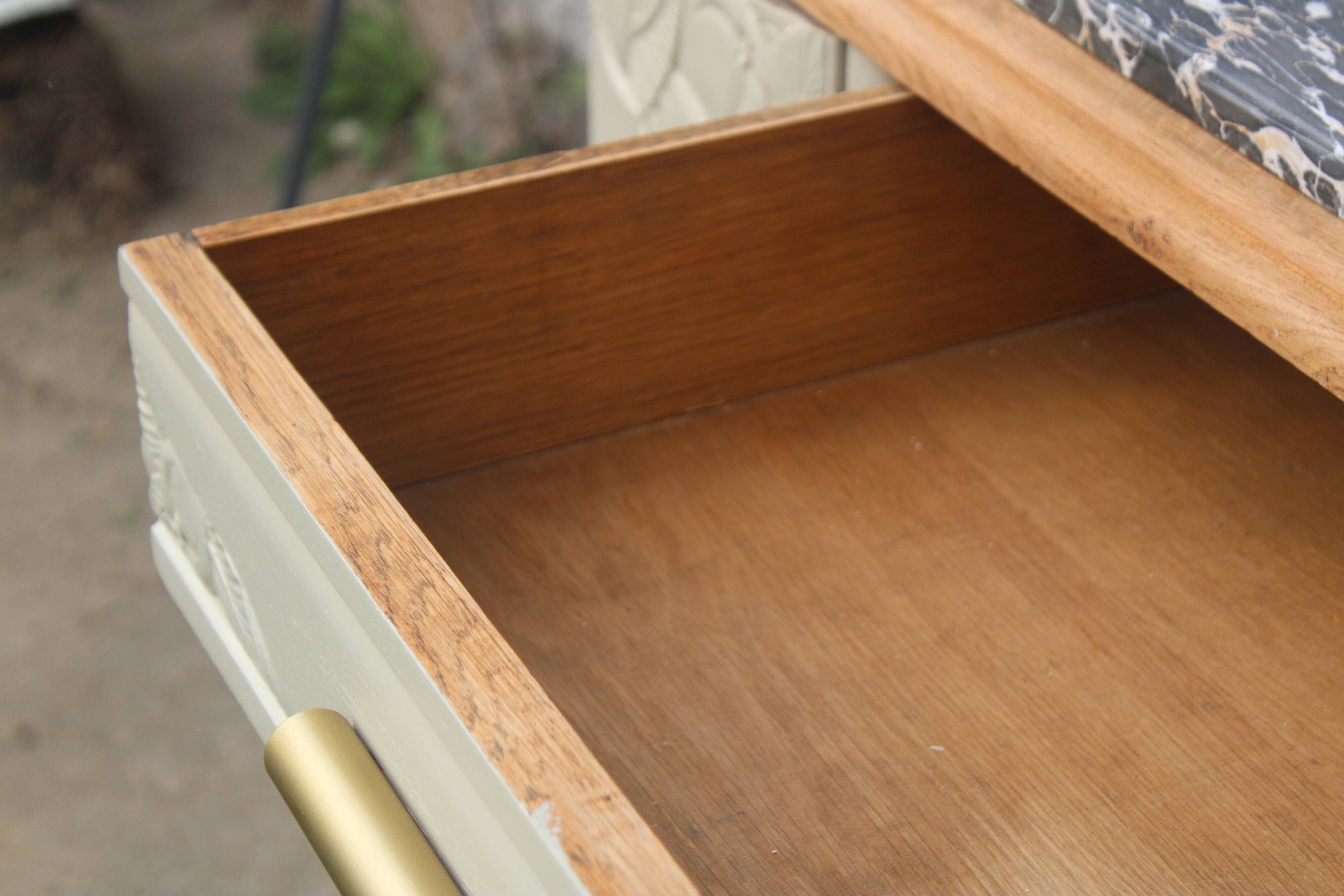 Art Deco sideboard in renovated solid oak – marble top