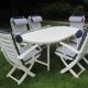 Mid-Century Riviera Chairs and Folding Table by French Maker Triconfort