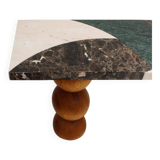 Italian Contemporary Marquetry Marble and Wood Legs Console Table by L.A. Studio