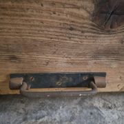Old French industrial workshop furniture in pine / storage bench, circa 1880–1900