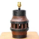 Folk art lamp base in wood and metal, 1970s