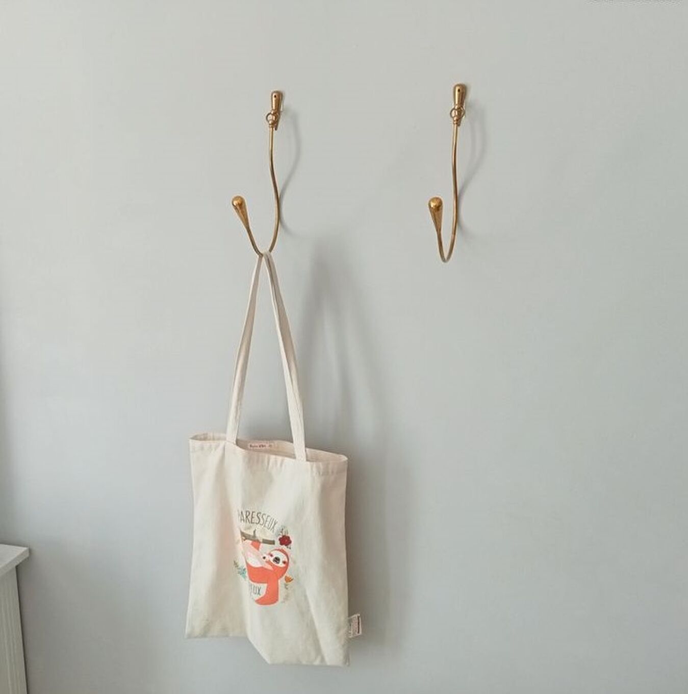 Vintage patère in solid golden brass