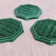 Three flat bottoms in green cermal Digoin