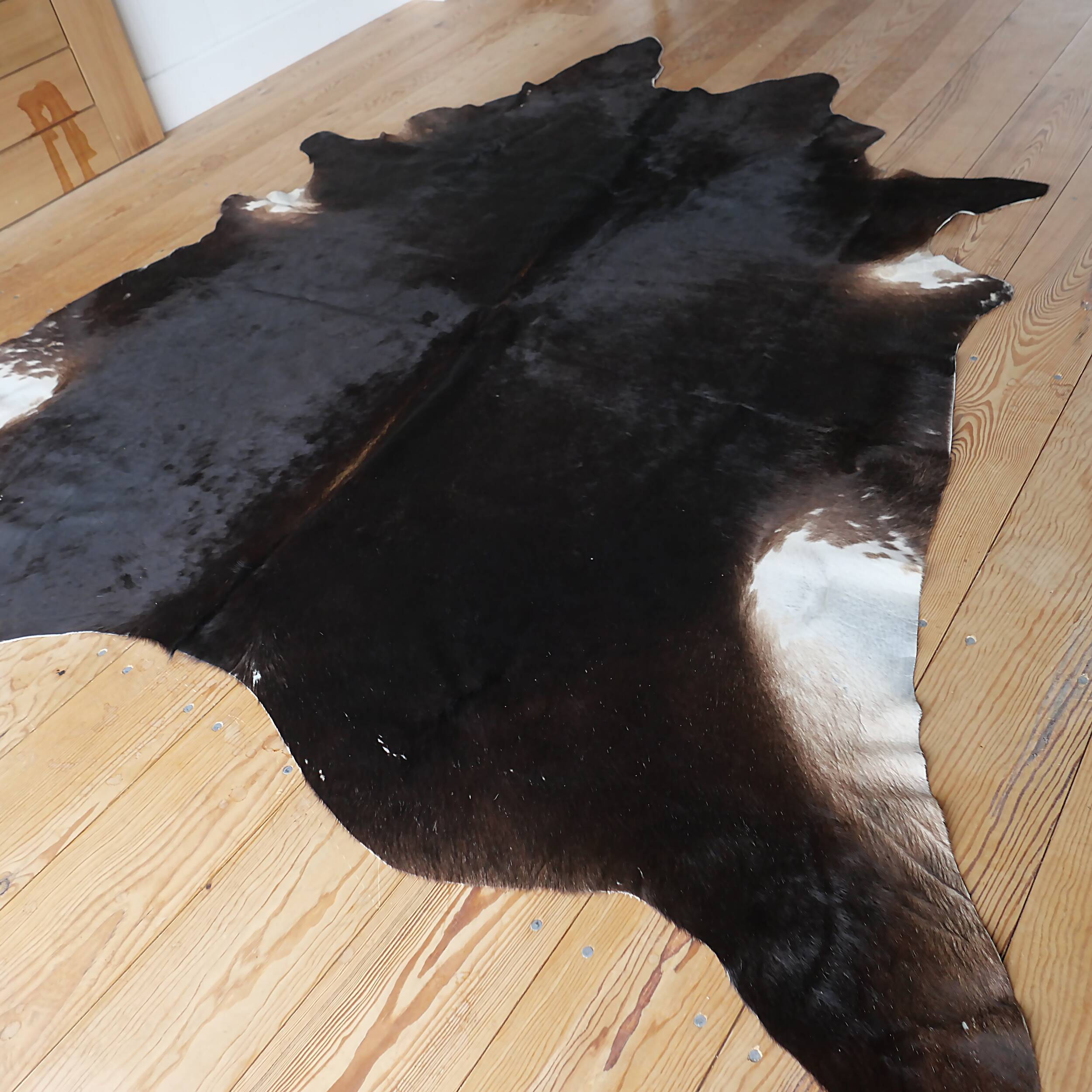 Genuine cowhide living room rug, vintage design, 1970s